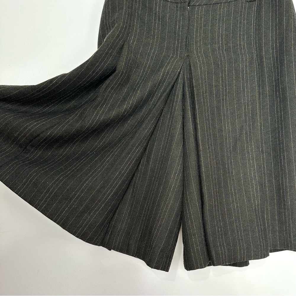 Vintage Wool Pin Striped Pleated Culottes Gaucho Pants Wide Leg Feminine Career - Picture 4 of 10